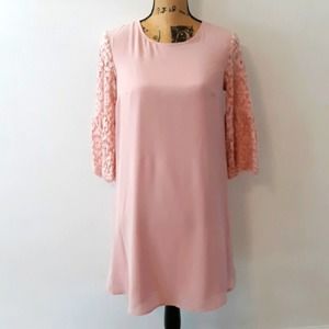 A New Day Blush Lace Bell Sleeves Dress